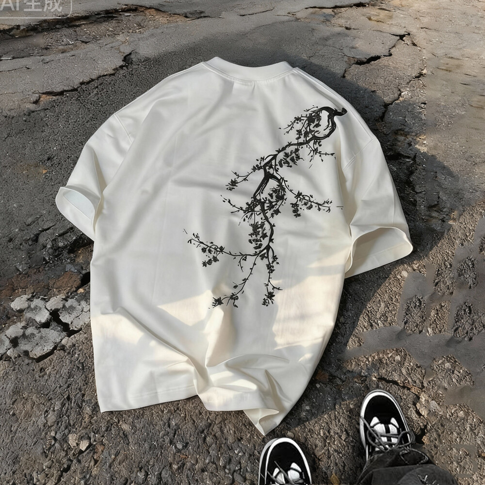 400 Gsm personalized custom streetwear off-the-shoulder embroidered T-shirt, suitable for men, high-quality manufacturer