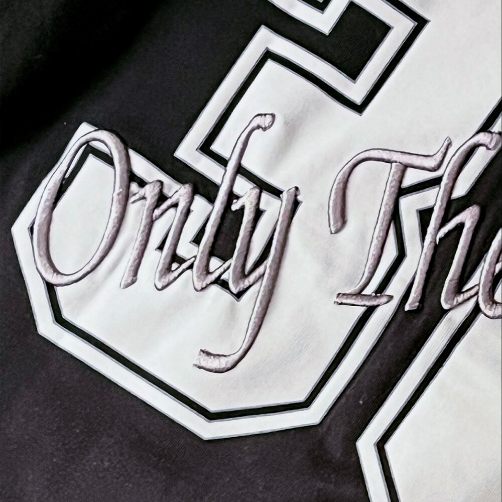 Black men's long knitted cotton T-shirt, high-quality custom 3D embroidered streetwear