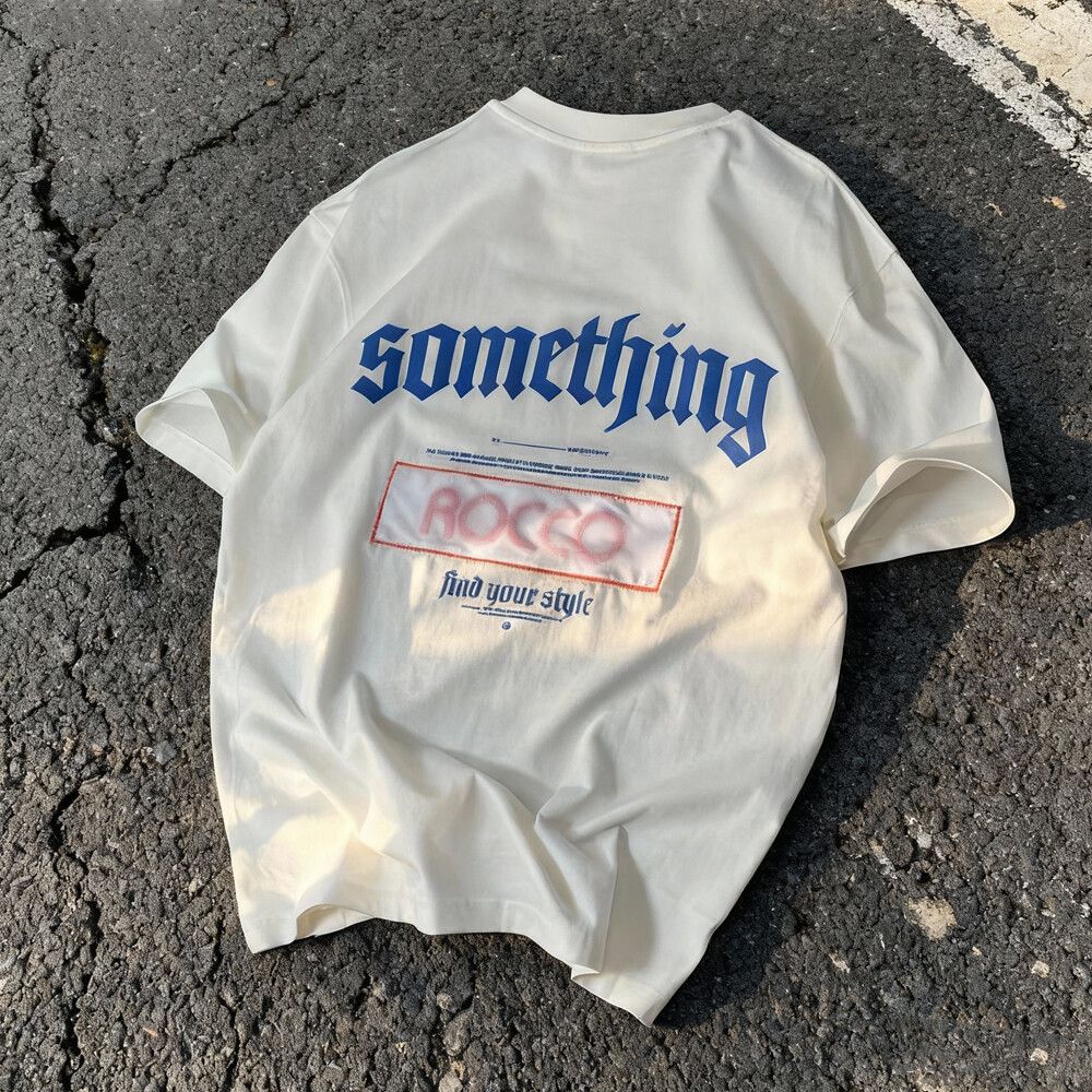 100% cotton wholesale knitted solid-color off-the-shoulder T-shirts, custom digital printed polka dot pattern street style T-shirts suitable for both men and women