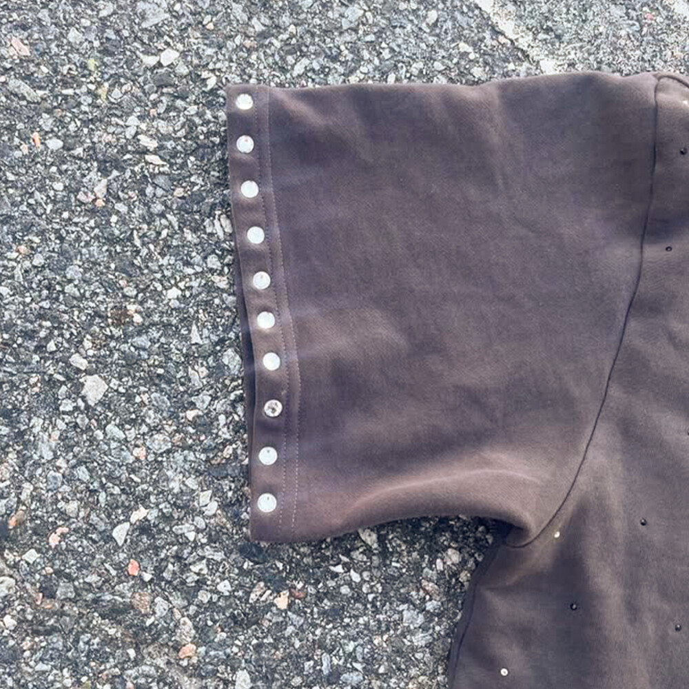 320 Gsm cotton knitted Gothic street style grey T-shirt, custom-made in bulk with rhindiamond and retro print, regular fit, high quality for men