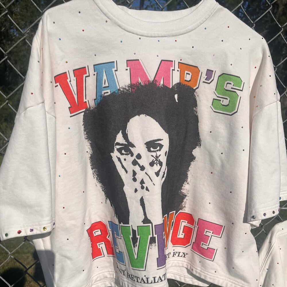 320 Gsm cotton knitted Gothic street style grey T-shirt, custom-made in bulk with rhindiamond and retro print, regular fit, high quality for men