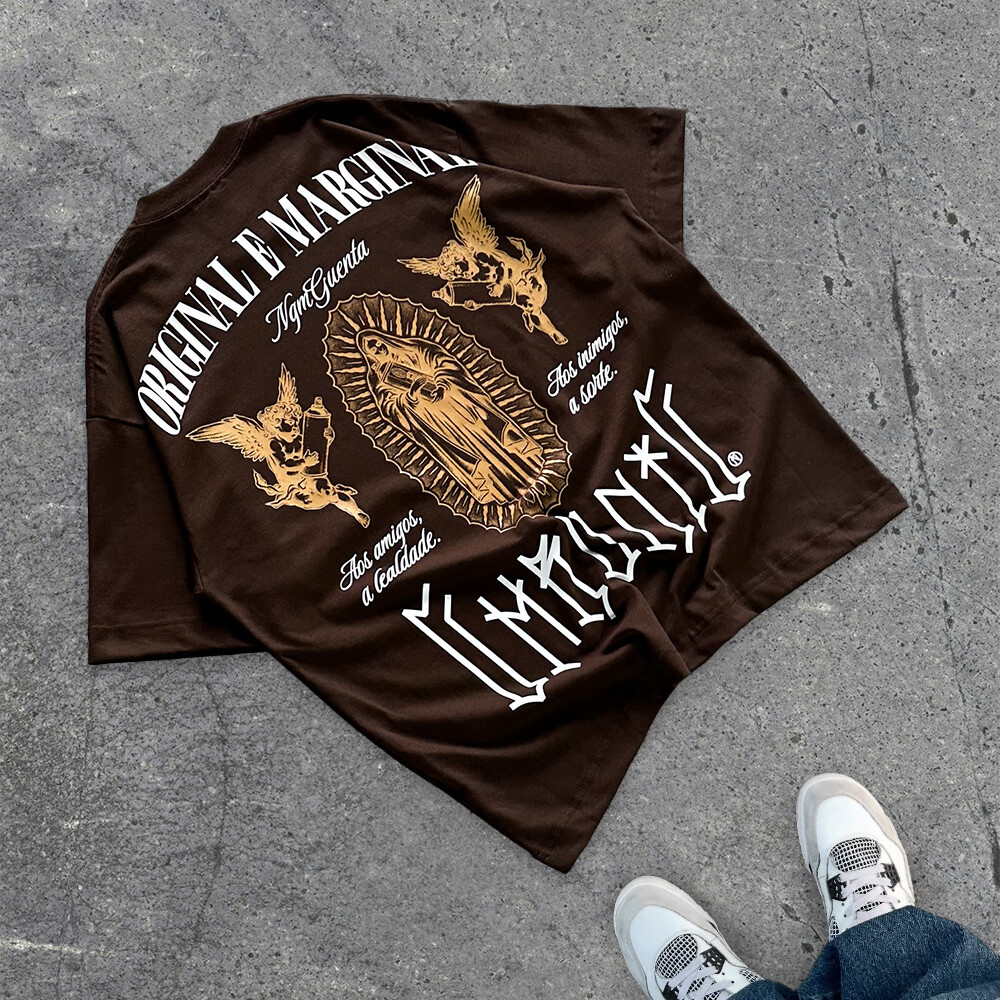 230-600gsm custom anime logo 100% cotton knitted breathable street style men's large-sized high-quality comfortable T-shirt