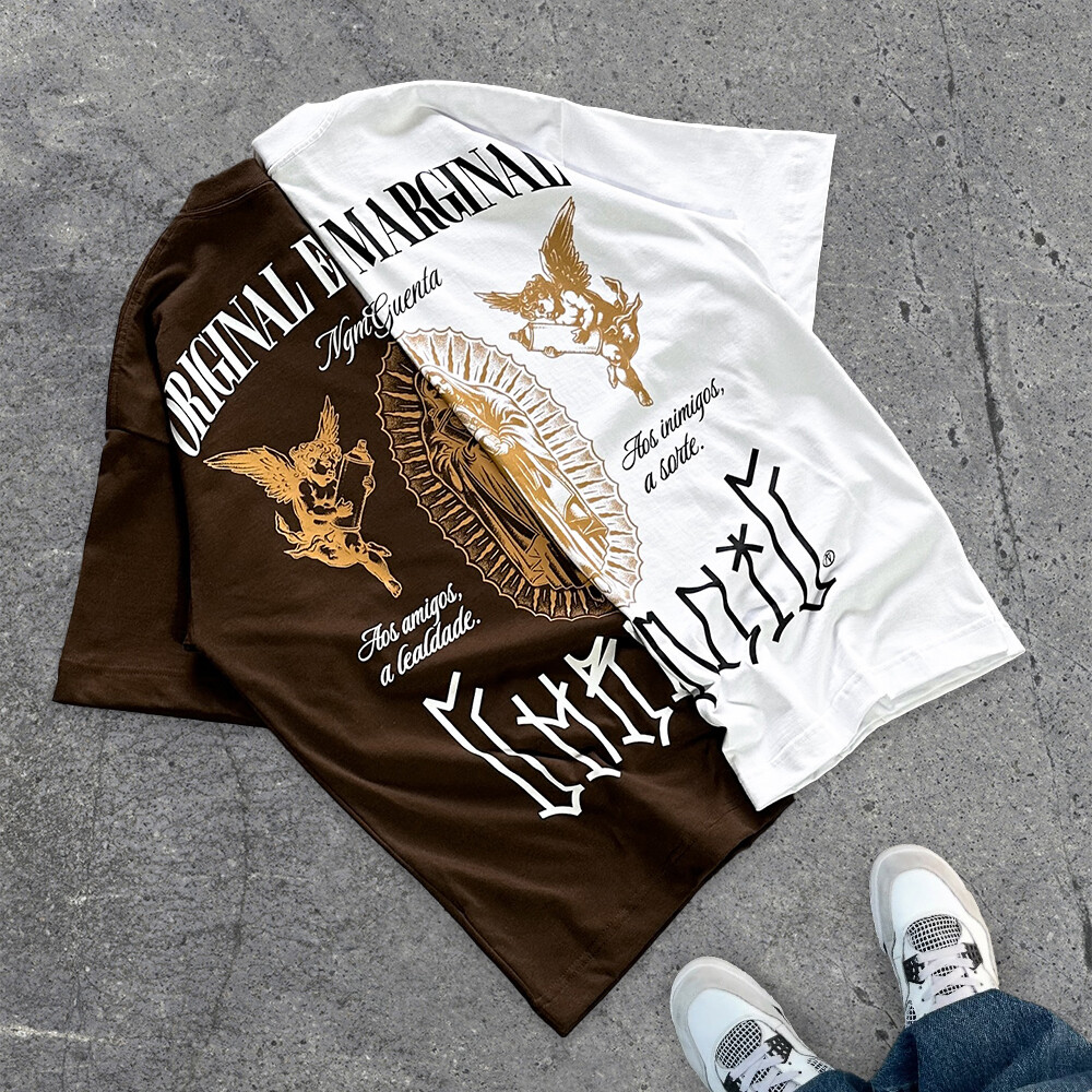 230-600gsm custom anime logo 100% cotton knitted breathable street style men's large-sized high-quality comfortable T-shirt