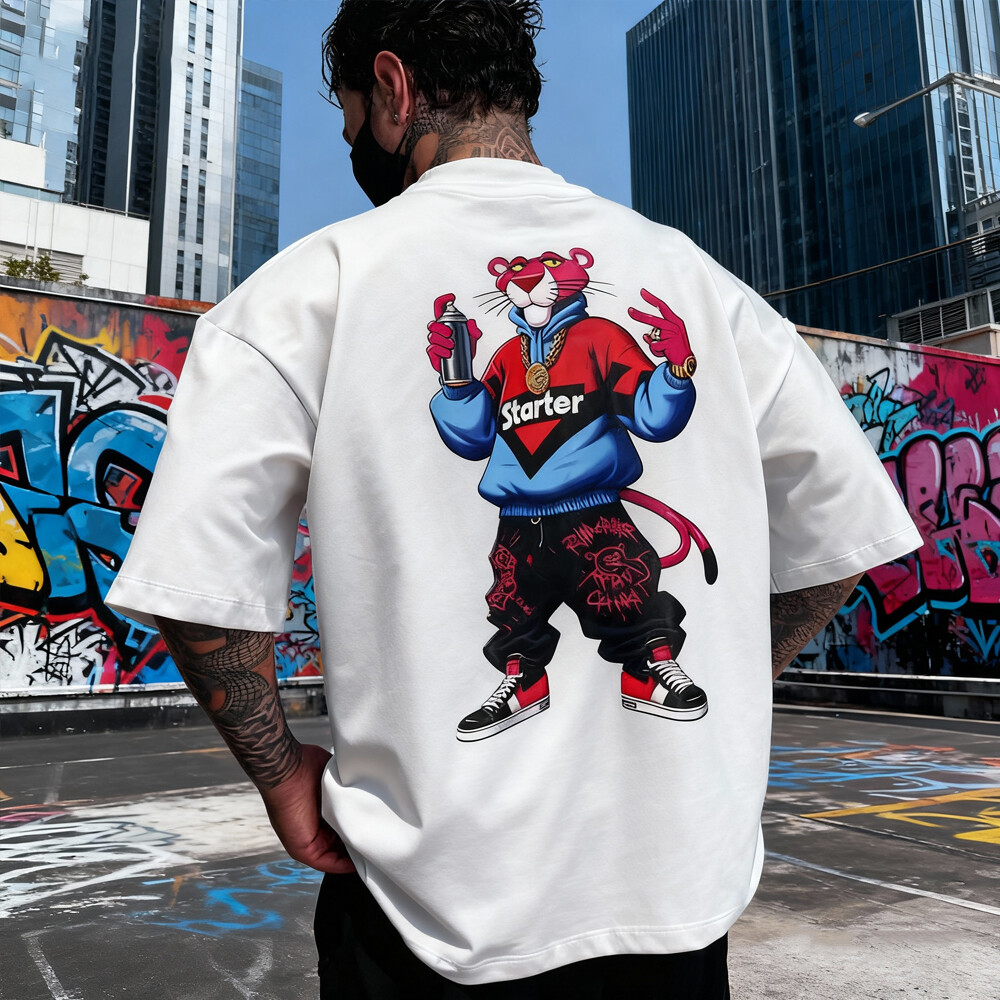 380 Gsm designer men's regular fitted knitted eco-friendly cotton custom-made polka dot printed T-shirt of high quality