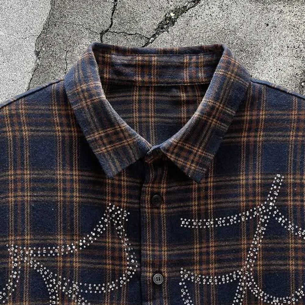 220g cotton-polyester blend fabric, breathable and casual, high-quality custom spider rhinocones V-neck loose short-sleeved, 1.1 buttons