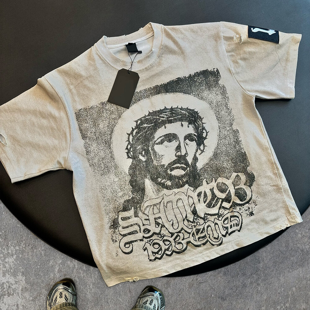 White T-shirt, knitted 100% polyester fiber, custom-made, regular style, digital printing pattern, streetwear, short-sleeved T-shirt, high-quality men's style