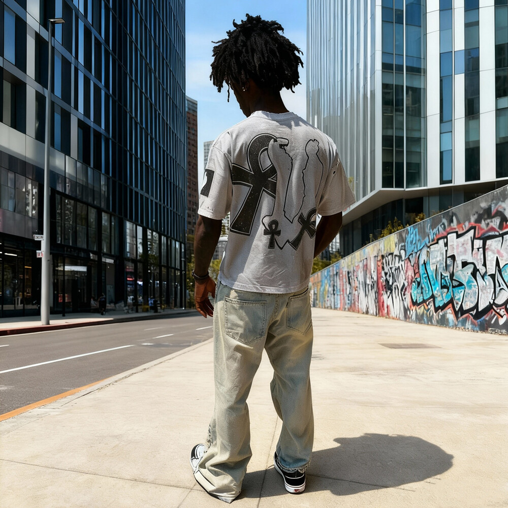 White T-shirt, knitted 100% polyester fiber, custom-made, regular style, digital printing pattern, streetwear, short-sleeved T-shirt, high-quality men's style