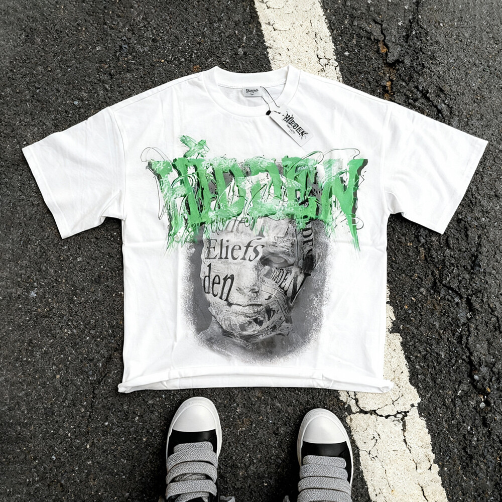 380g/m ³ knitted cotton-polyester blend men's T-shirt, with custom logo DTG stickers, short sleeve, street style