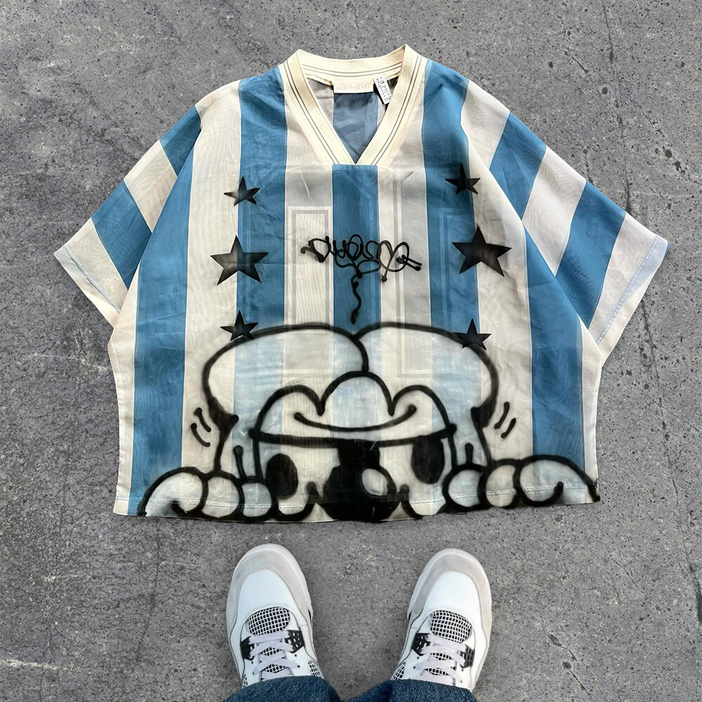 100% polyester fabric golf pattern V-neck short shirt, heat sublimation printing, unisex, loose fit, wholesale customization