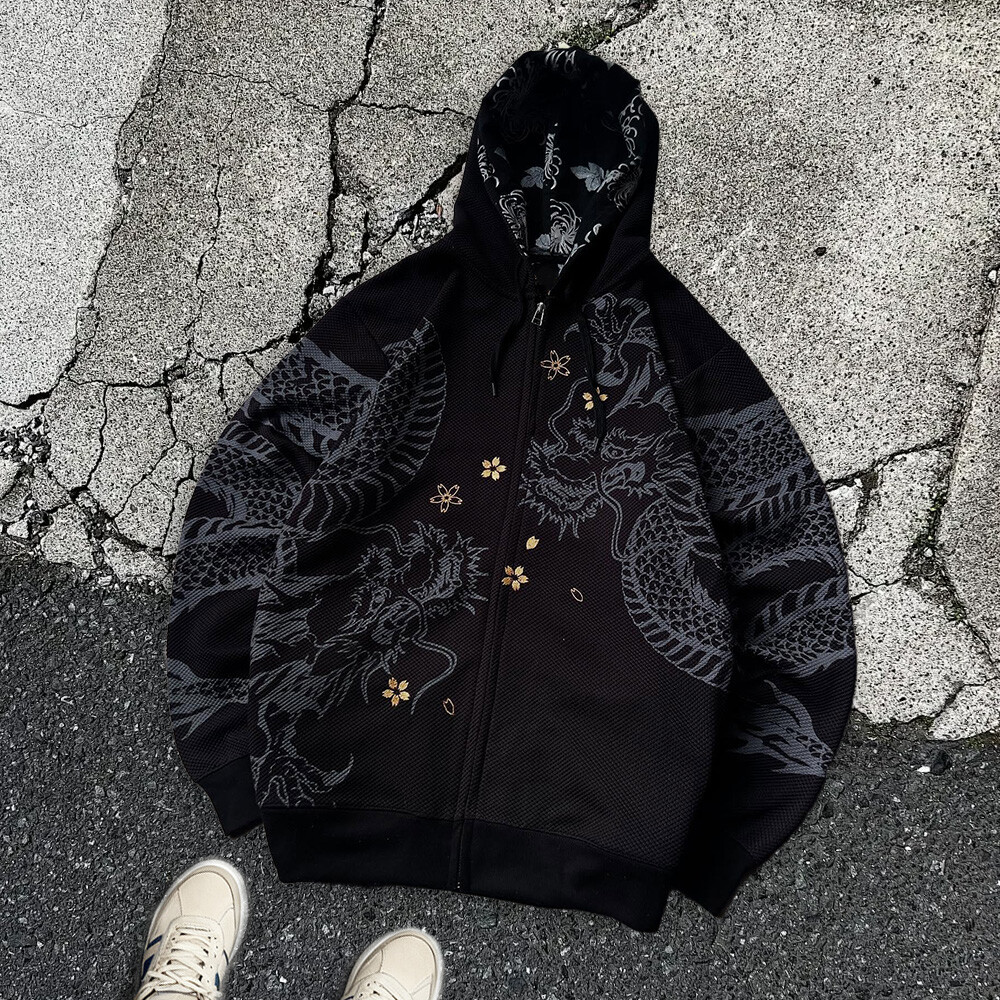 500 Gsm 100% cotton zipper hoodie, custom waffle pattern and digital print DTG hoodie, high-quality winter and autumn