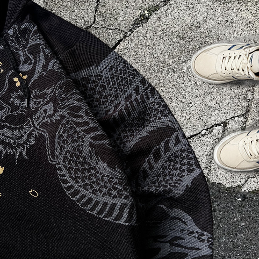 500 Gsm 100% cotton zipper hoodie, custom waffle pattern and digital print DTG hoodie, high-quality winter and autumn