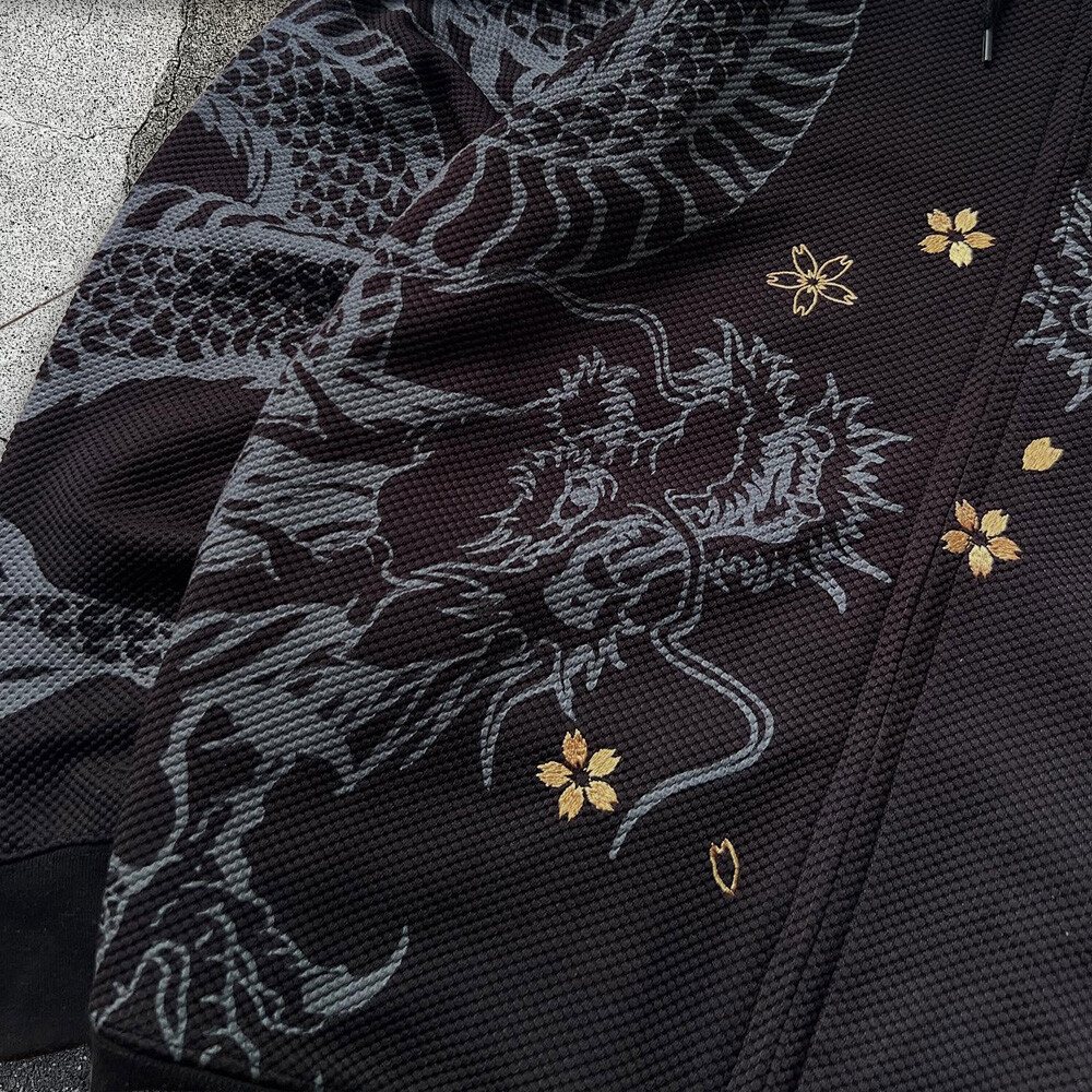 500 Gsm 100% cotton zipper hoodie, custom waffle pattern and digital print DTG hoodie, high-quality winter and autumn