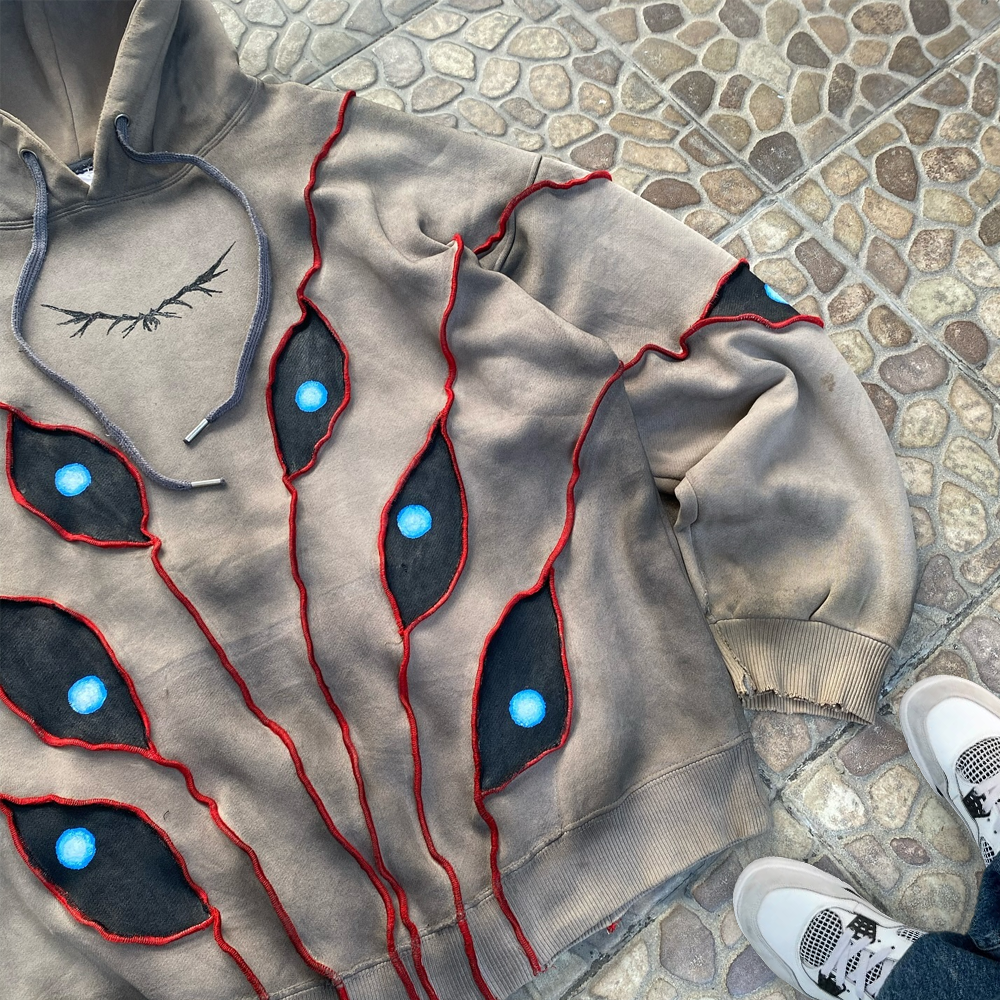 100% cotton 600gsm heavy-washed wholesale streetwear custom-made oversized patchwork hoodie Pria men's winter