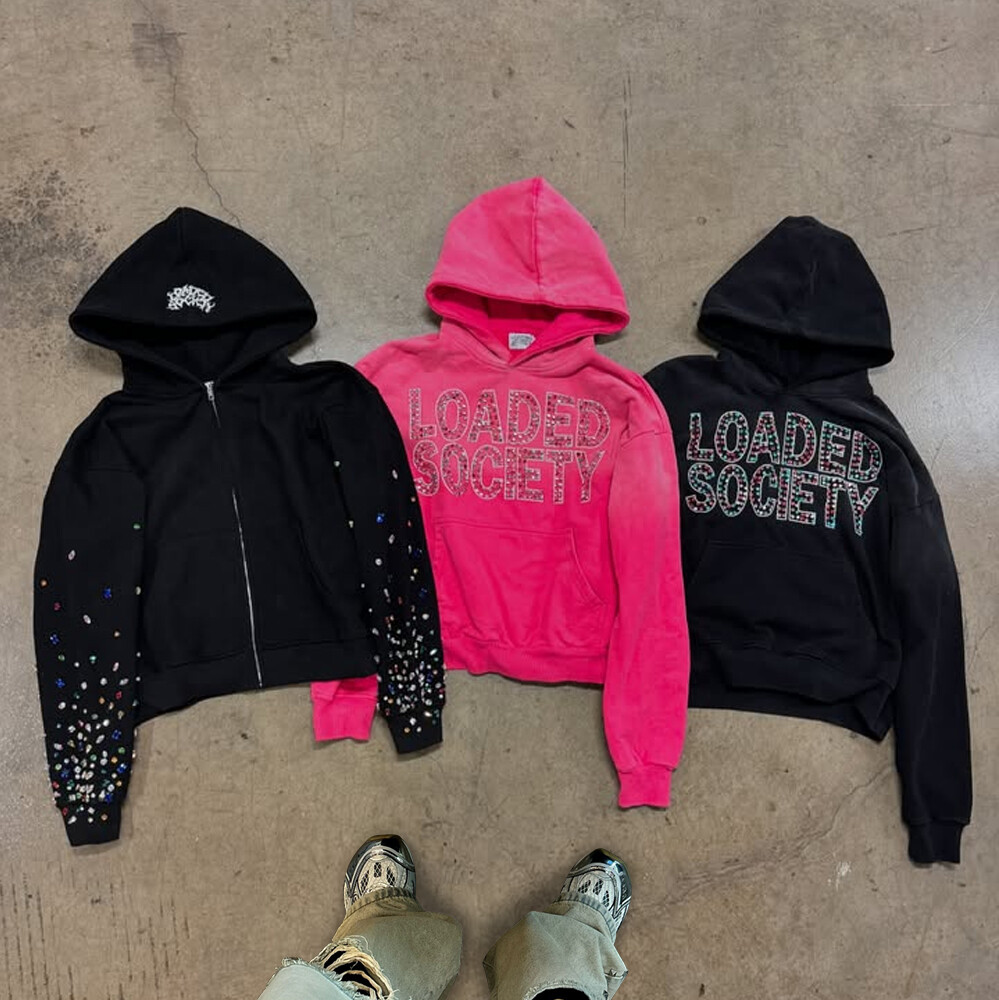 High-quality Y2K custom-made polyester-cotton streetwear rhinestone men's regular fitted pullover hoodie designer for autumn