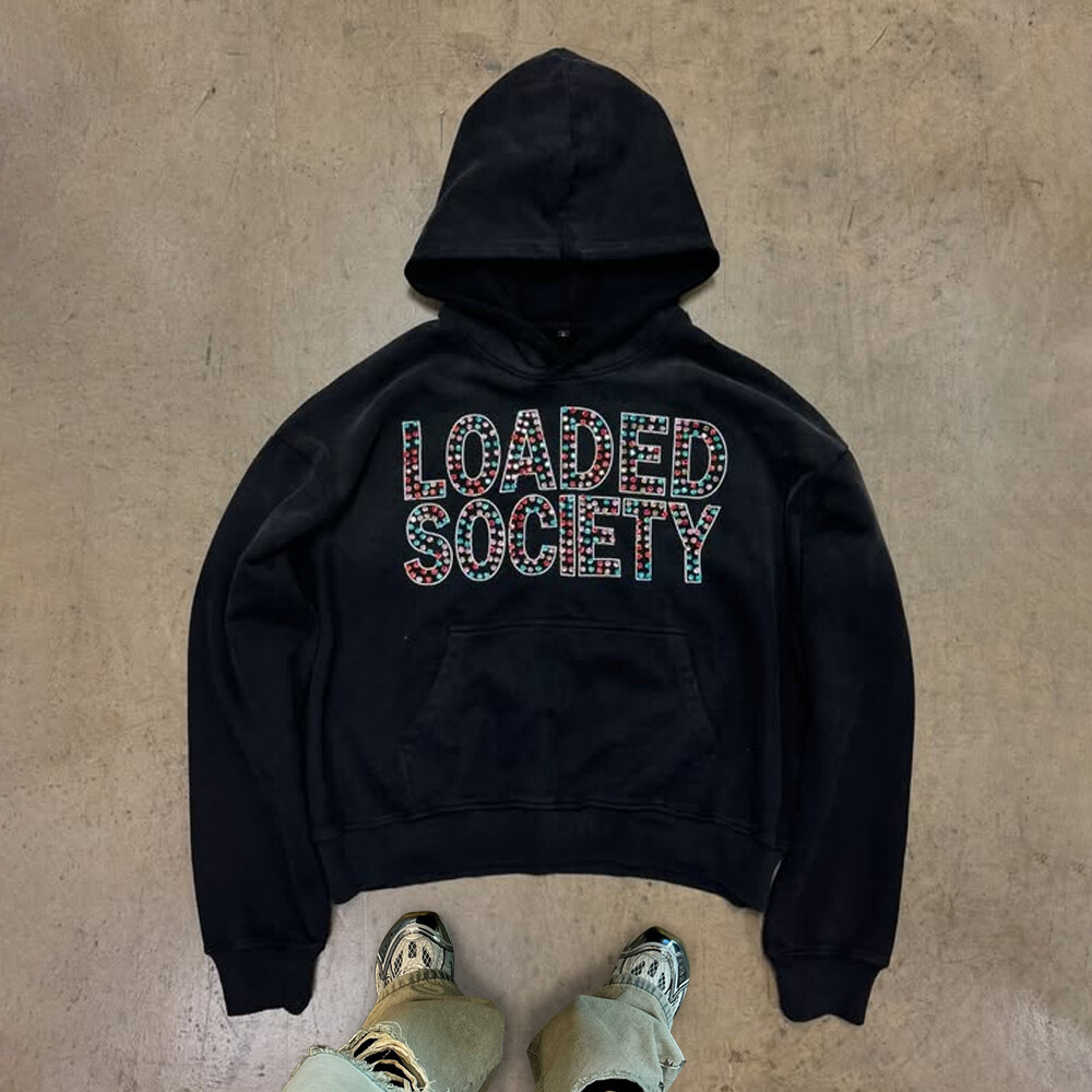 High-quality Y2K custom-made polyester-cotton streetwear rhinestone men's regular fitted pullover hoodie designer for autumn