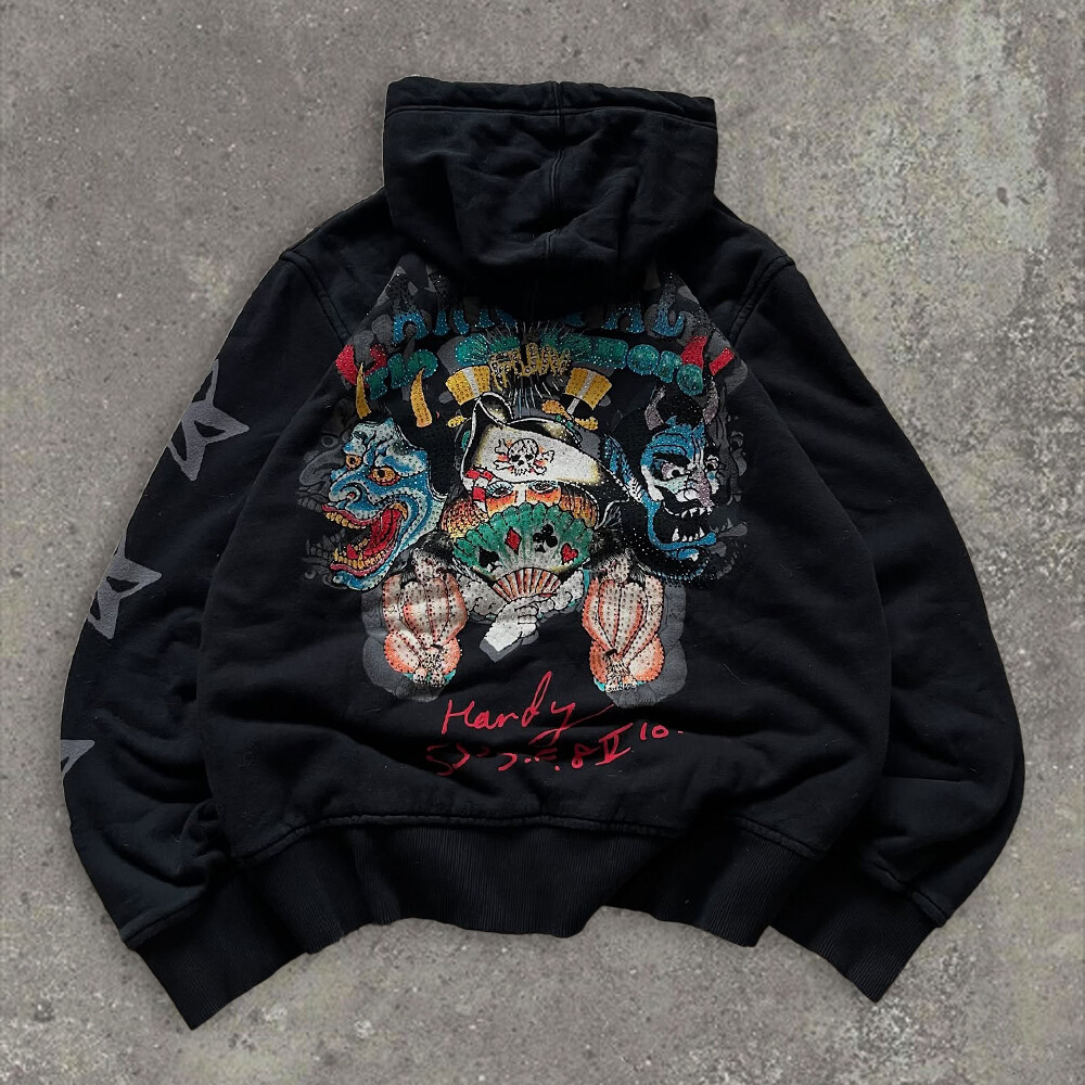 Winter silk-screen printed embroidered rhinestone sweatshirt custom 600gsm polyester fabric loose zipper hoodie unisex oversized logo