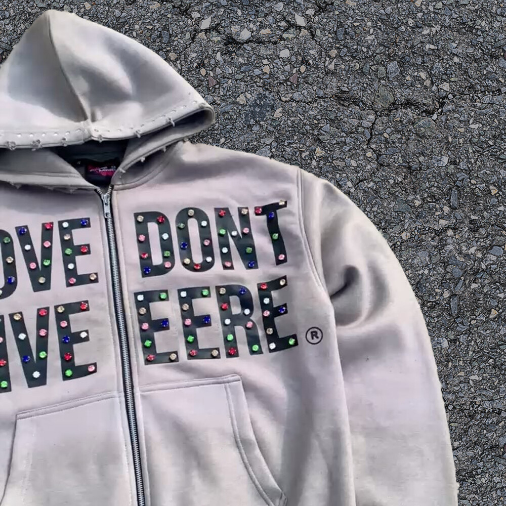 420 Gsm streetwear designer's water diamond vintage custom zipper hoodie 100% cotton high-quality regular style men's sportswear