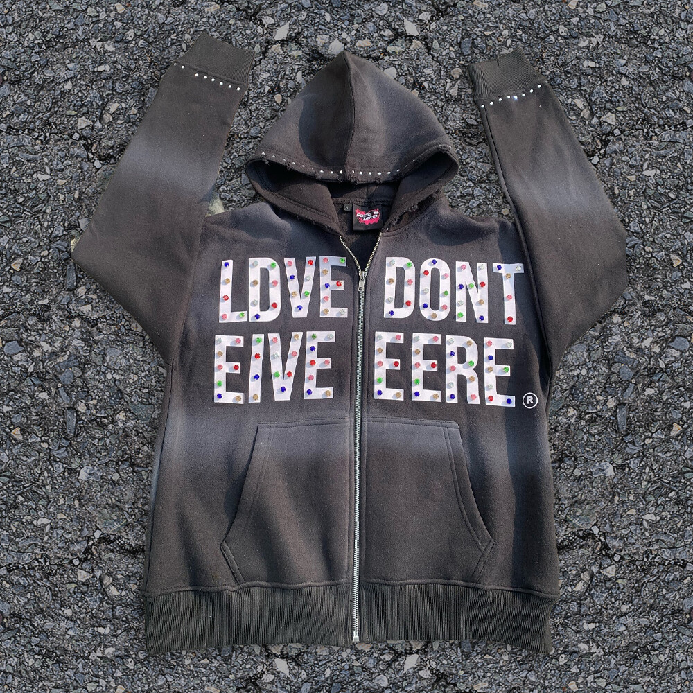 420 Gsm streetwear designer's water diamond vintage custom zipper hoodie 100% cotton high-quality regular style men's sportswear