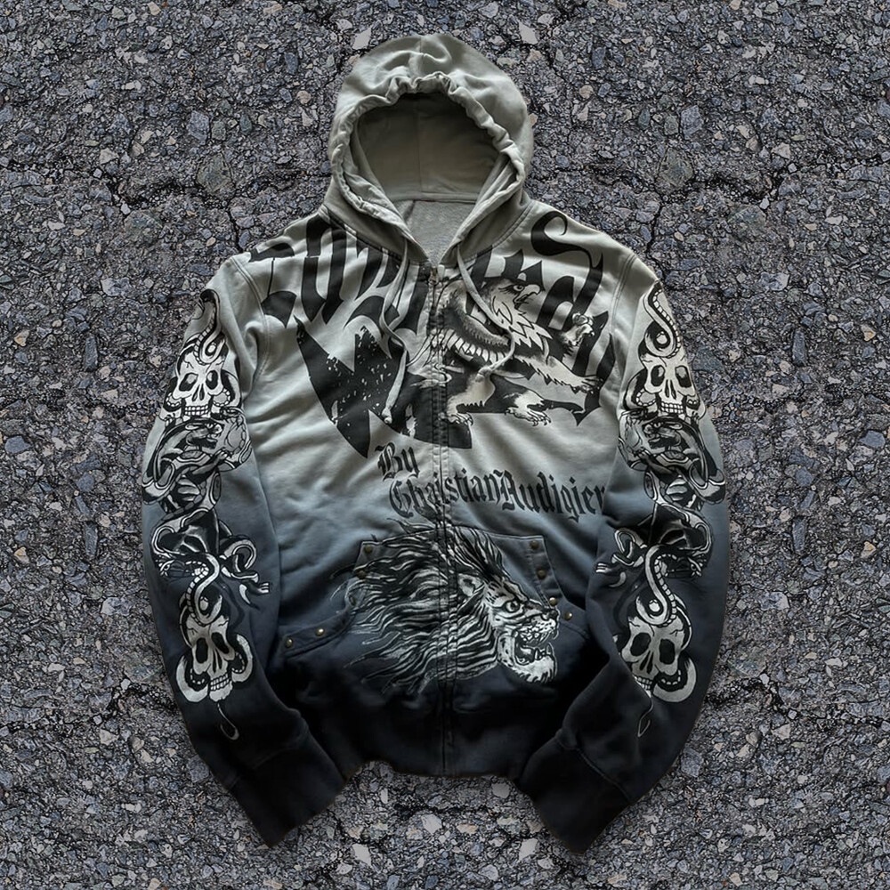 Wholesale custom animal logo 100% polyester fabric men's oversized Gothic streetwear hoodies and sweatshirts for autumn