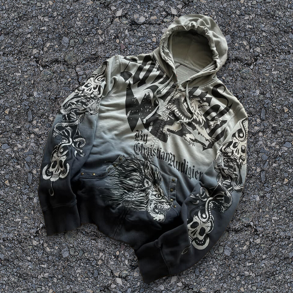 Wholesale custom animal logo 100% polyester fabric men's oversized Gothic streetwear hoodies and sweatshirts for autumn