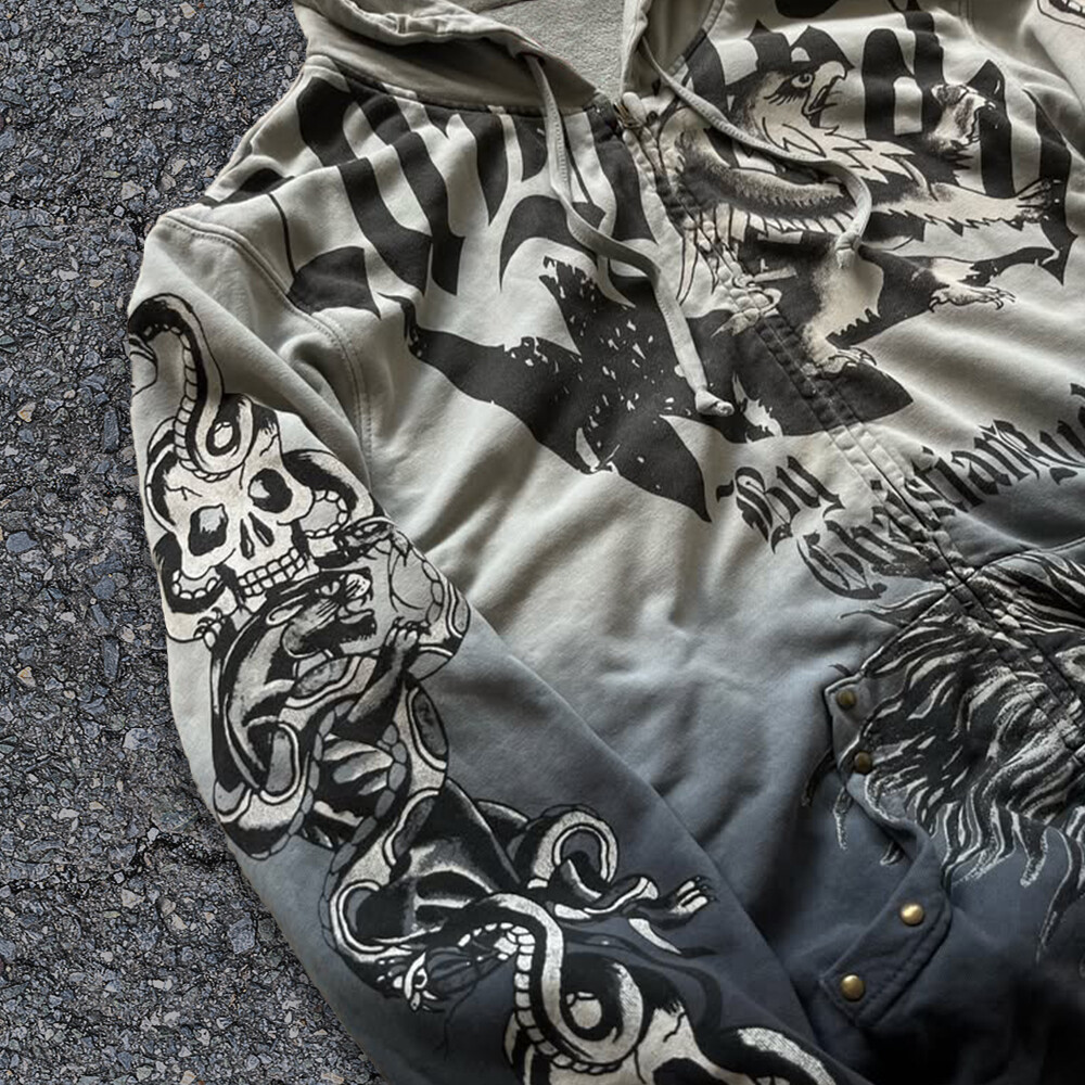 Wholesale custom animal logo 100% polyester fabric men's oversized Gothic streetwear hoodies and sweatshirts for autumn