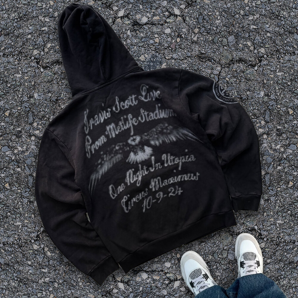 Black gothic retro acid-washed DTG zipper streetwear, loose hoodie, custom-made streetwear manufacturer for winter