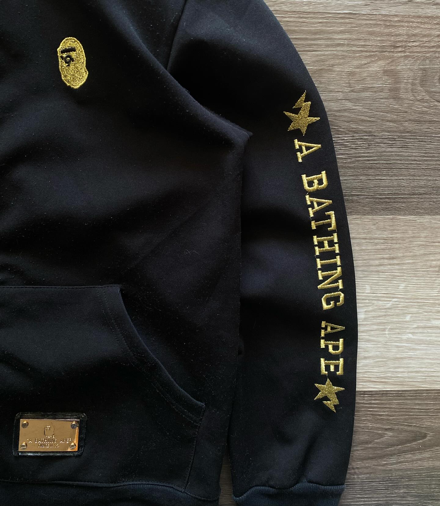 Winter streetwear embroidered men's oversized high-quality 1000Gsm full-face custom zipper hoodie black Hell Star 1.1 pocket