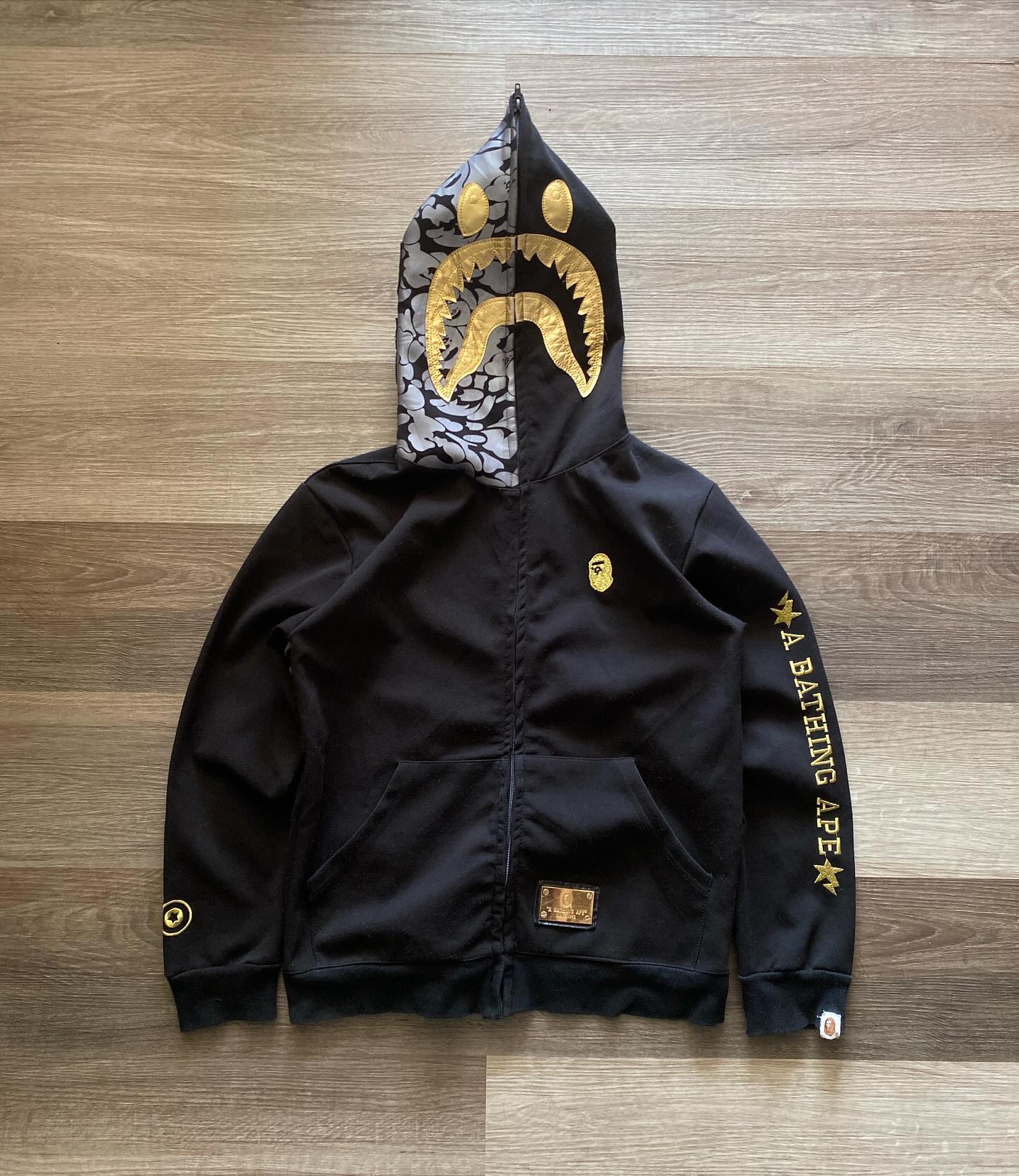 Winter streetwear embroidered men's oversized high-quality 1000Gsm full-face custom zipper hoodie black Hell Star 1.1 pocket