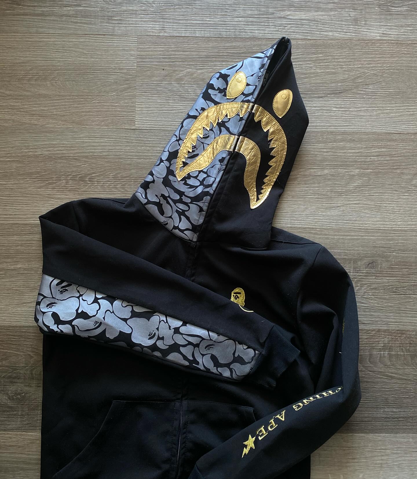 Winter streetwear embroidered men's oversized high-quality 1000Gsm full-face custom zipper hoodie black Hell Star 1.1 pocket