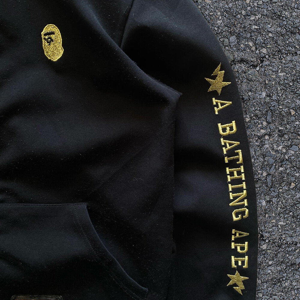 Winter streetwear embroidered men's oversized high-quality 1000Gsm full-face custom zipper hoodie black Hell Star 1.1 pocket