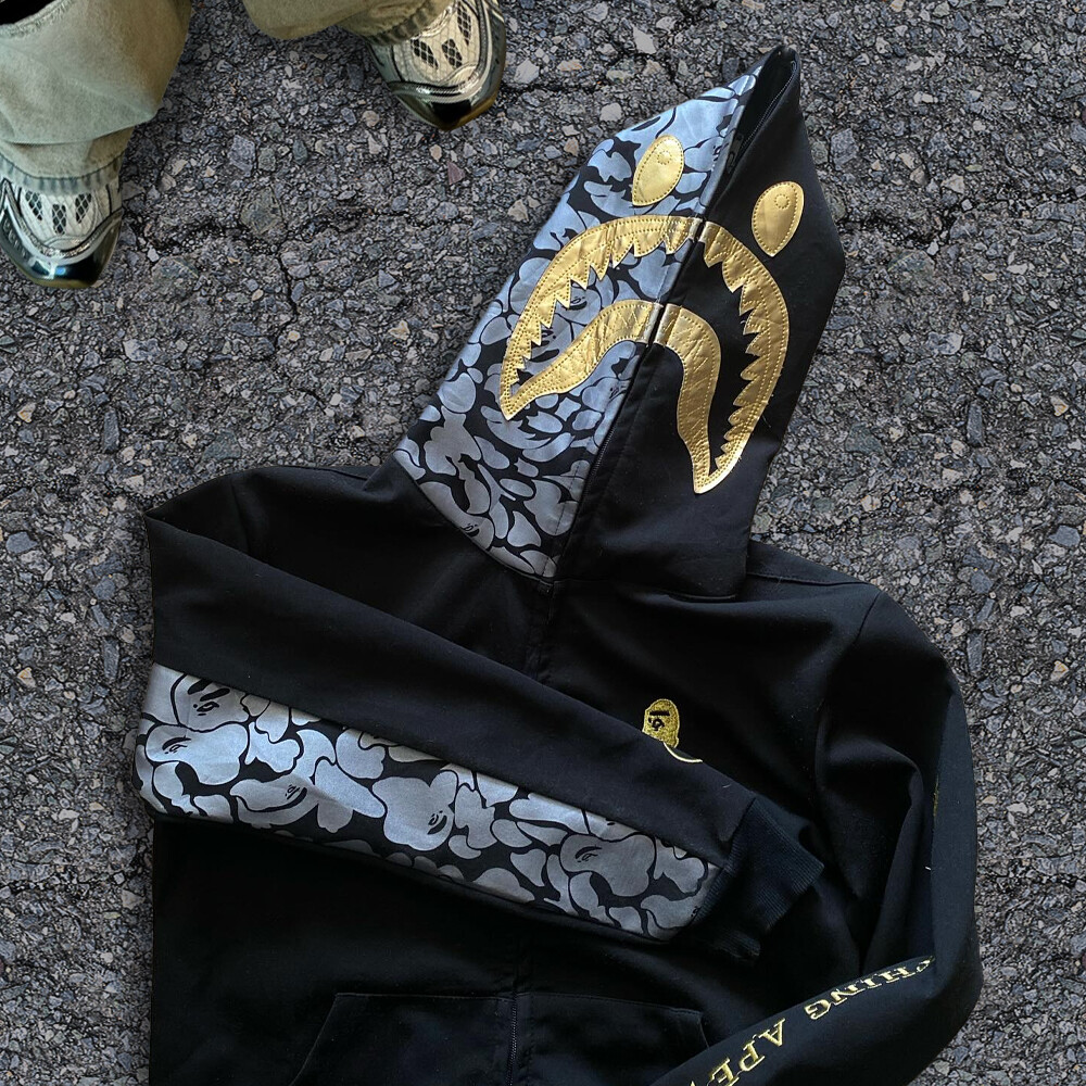 Winter streetwear embroidered men's oversized high-quality 1000Gsm full-face custom zipper hoodie black Hell Star 1.1 pocket