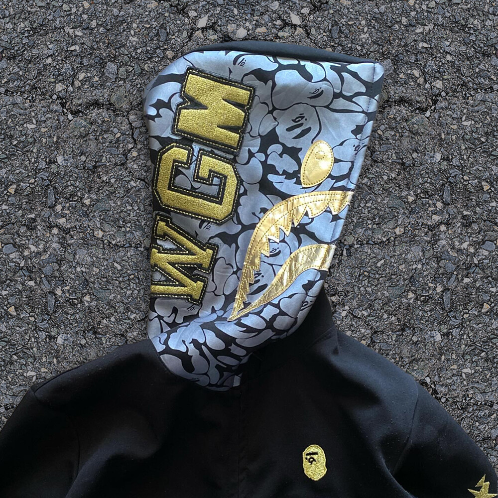 Winter streetwear embroidered men's oversized high-quality 1000Gsm full-face custom zipper hoodie black Hell Star 1.1 pocket