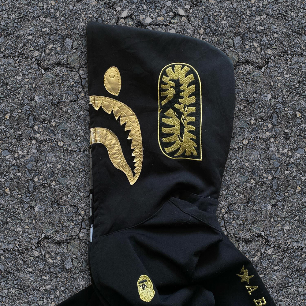 Winter streetwear embroidered men's oversized high-quality 1000Gsm full-face custom zipper hoodie black Hell Star 1.1 pocket