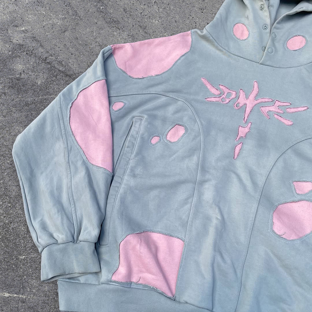 Super Ling 100% polyester fabric 300, 400, 420 Gsm custom sublimation Super Dalian hoodie autumn retro patchwork for men