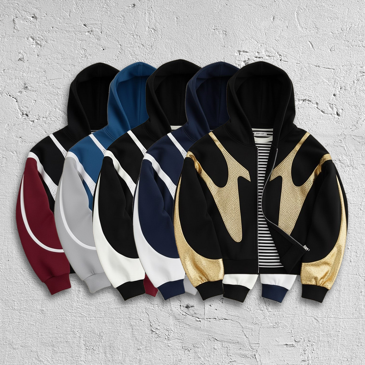 800 Gsm high-end men's water diamond oversized winter hoodie custom-made with satin cotton lining off-the-shoulder high-quality street wear