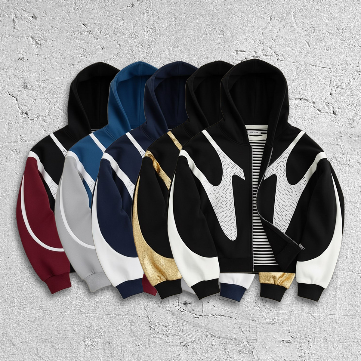 800 Gsm high-end men's water diamond oversized winter hoodie custom-made with satin cotton lining off-the-shoulder high-quality street wear