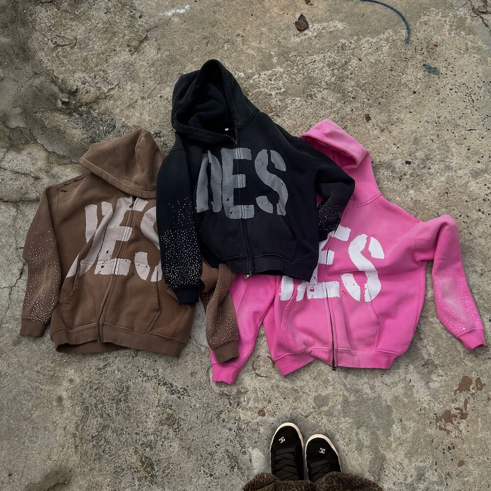 Chao Ling Winter Heat sublimation hooded sweatshirt 100% cotton extra-large custom water diamond letter printed streetwear wholesale