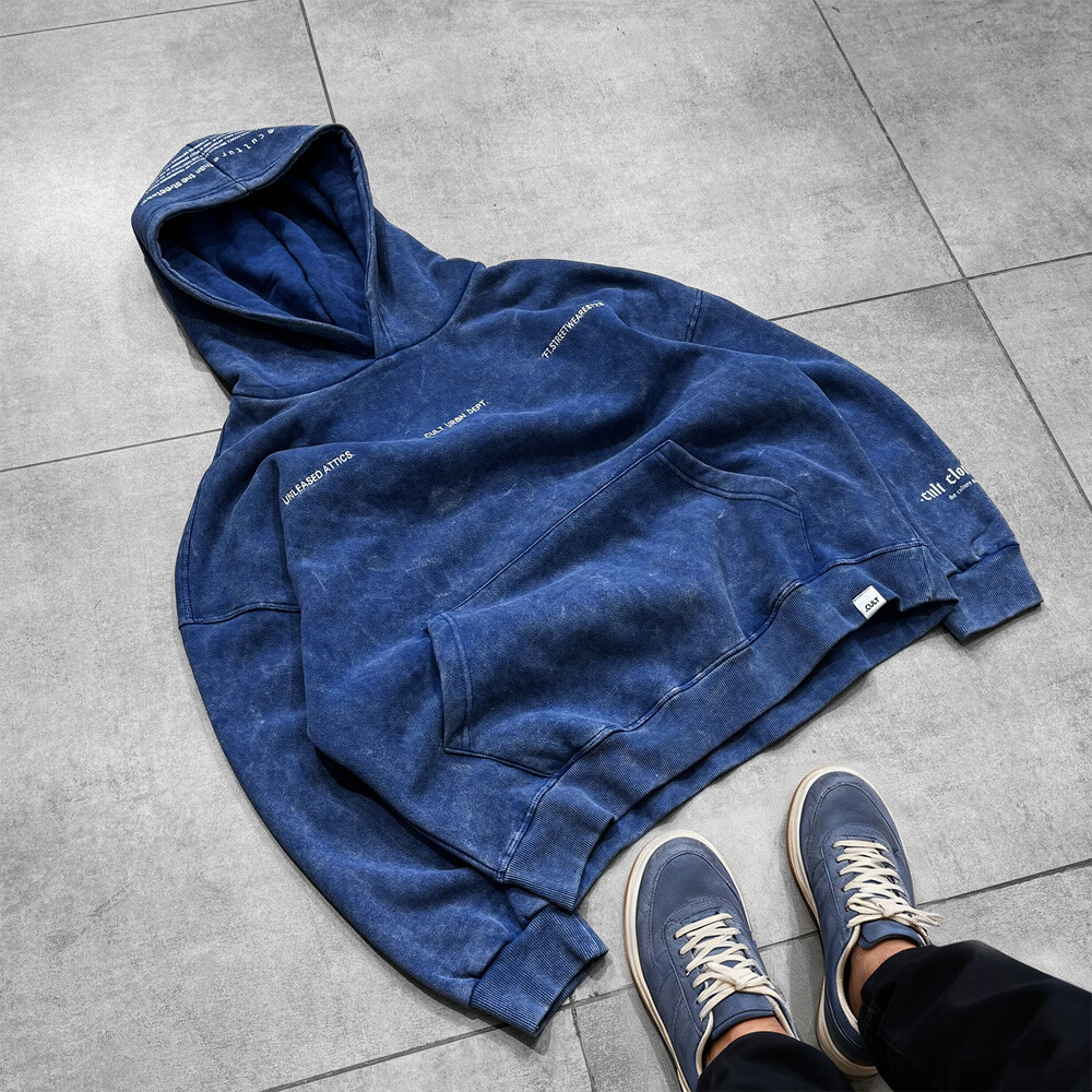 Custom-made winter men's oversized 600, 800, 1000gsm cotton-polyester fabric sweatshirts, embossed acid-washed pullovers and hoodies