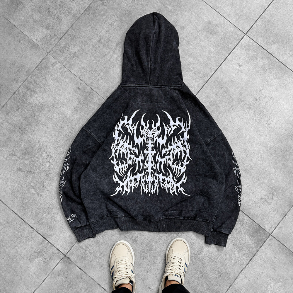 Custom-made winter men's oversized 600, 800, 1000gsm cotton-polyester fabric sweatshirts, embossed acid-washed pullovers and hoodies