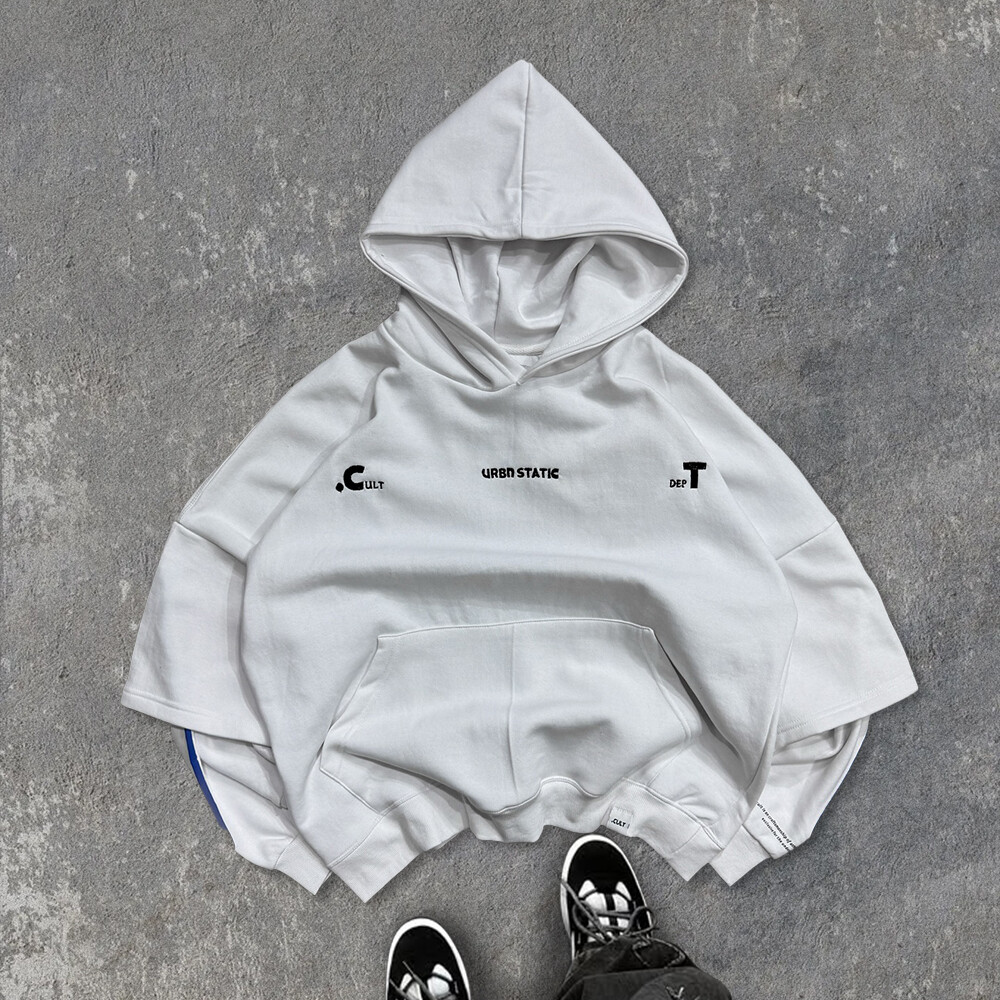 Super Spirit Winter 600gsm 100% cotton Super Street sportswear Plain color Custom Imitation two-piece set Appliquet embroidery pullover