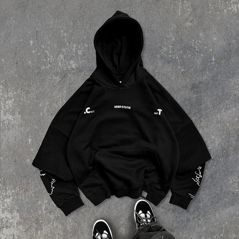 Super Spirit Winter 600gsm 100% cotton Super Street sportswear Plain color Custom Imitation two-piece set Appliquet embroidery pullover