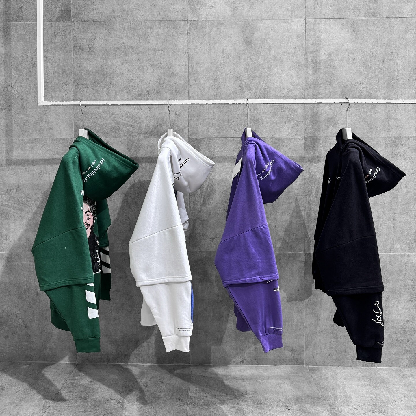 Super Spirit Winter 600gsm 100% cotton Super Street sportswear Plain color Custom Imitation two-piece set Appliquet embroidery pullover