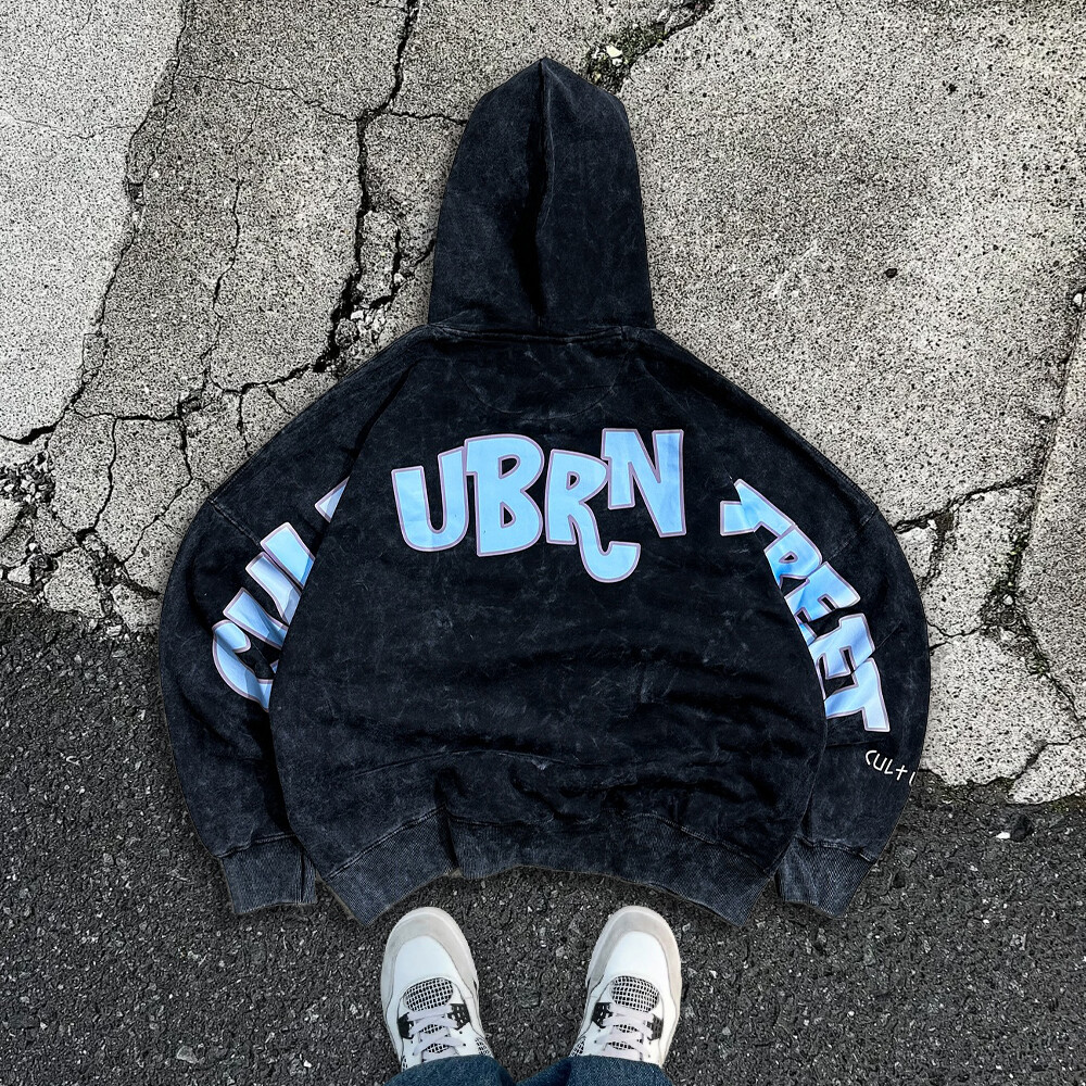 400, 420, 500gsm 100% cotton oversized Y2K acid-washed pullover hoodie custom men's streetwear manufacturer autumn and winter