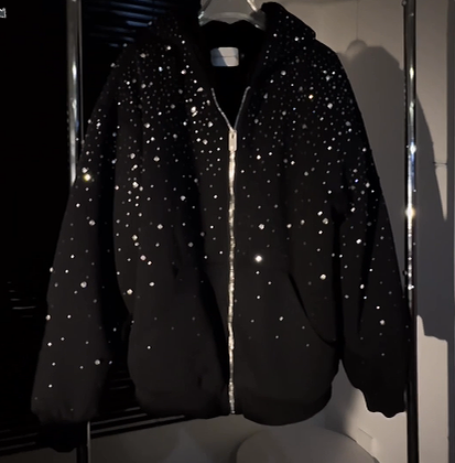 Water diamond polyester-cotton French loop custom zipper hoodie, high-quality anti-wrinkle, suitable for both men and women in autumn and winter