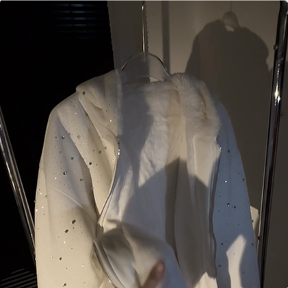 Water diamond polyester-cotton French loop custom zipper hoodie, high-quality anti-wrinkle, suitable for both men and women in autumn and winter