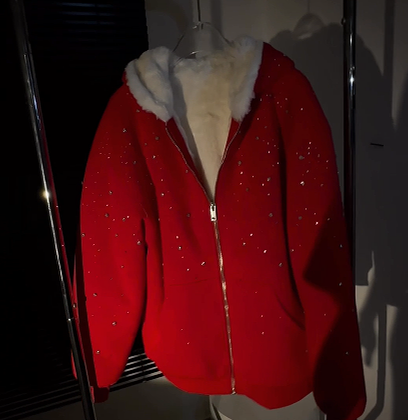 Water diamond polyester-cotton French loop custom zipper hoodie, high-quality anti-wrinkle, suitable for both men and women in autumn and winter