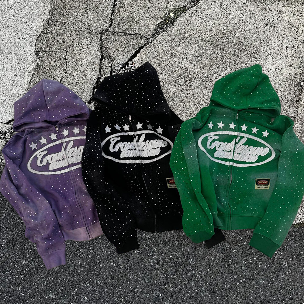 420, 500, 600 Gsm custom vintage decal embroidery rhinestone logo men's winter hoodie street wear 100% cotton extra large size good