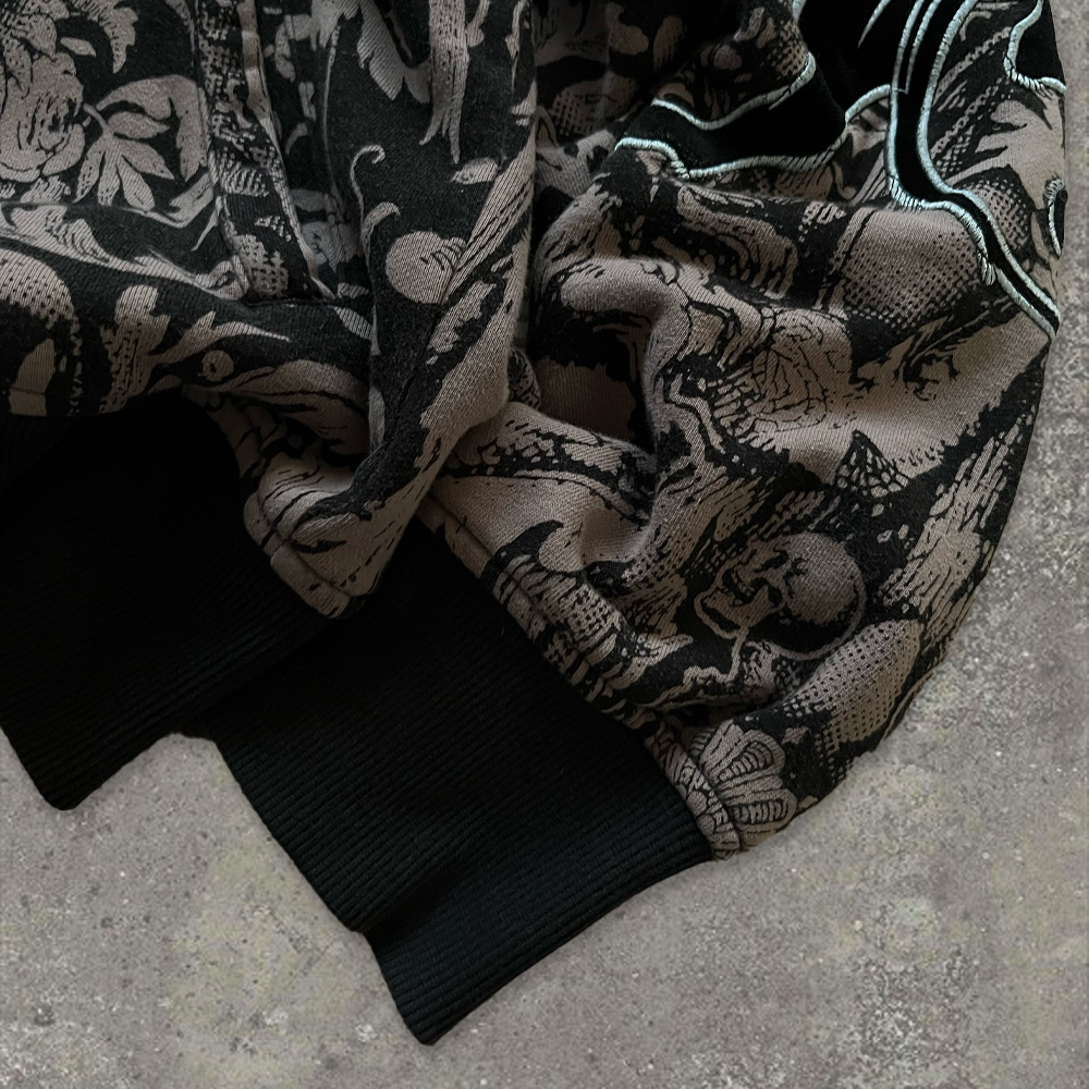 Wholesale 100% cotton heavy-duty extra-long zipper hoodies with embroidered animal prints, suitable for both men and women in winter