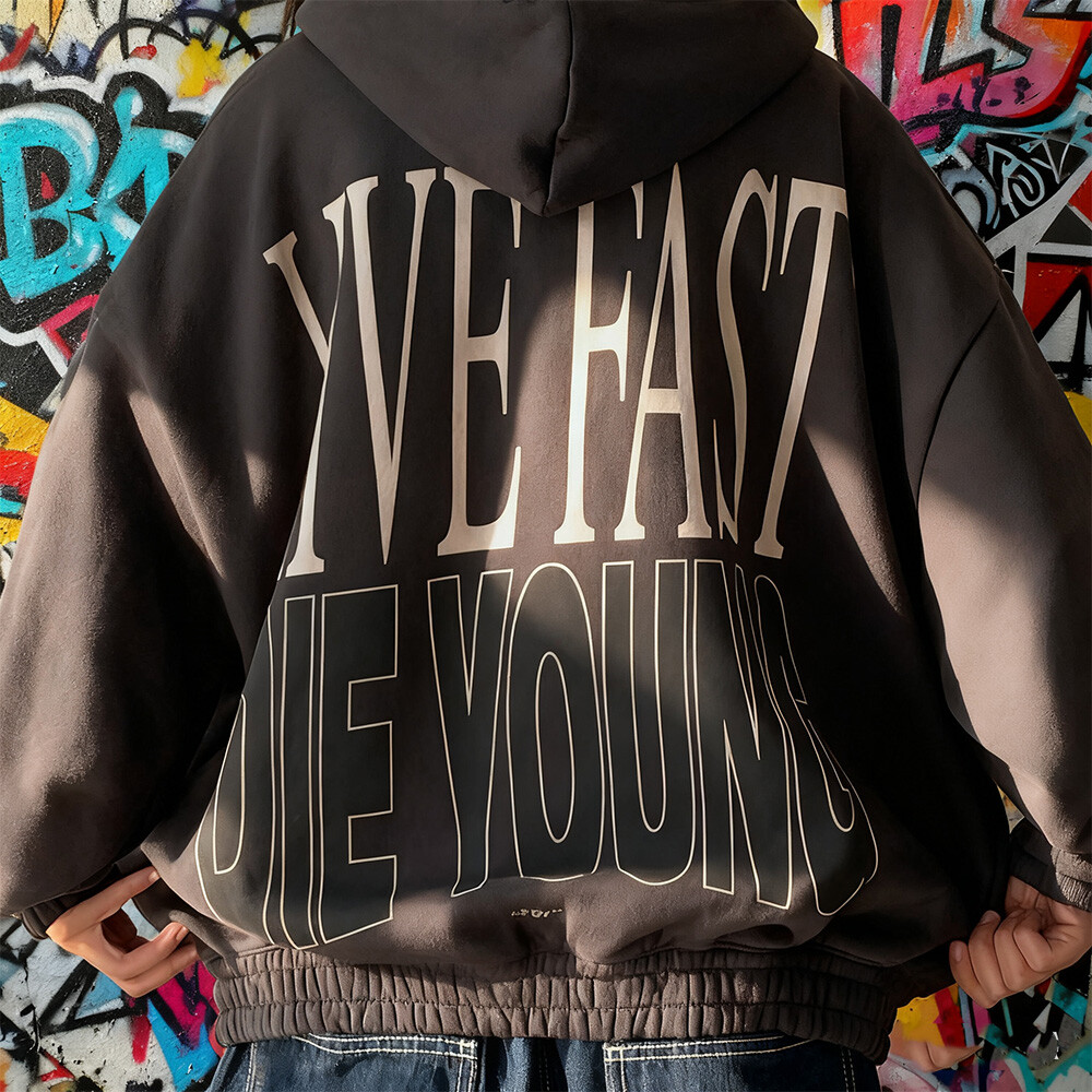 800 Gsm heavy-duty washed basic hooded sweatshirt for both men and women, pullover hooded shirt for men, custom-made with oversized letter pattern