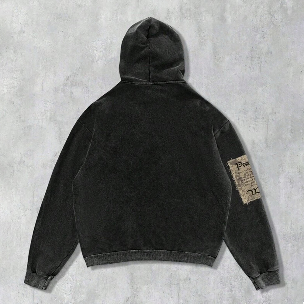 Custom-made vintage decal embroidery 100% cotton winter sportswear, men's acid-washed pullover, hoodie, street wear, with good quality